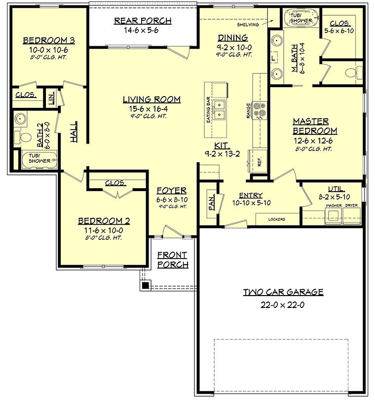 Ranch Traditional Level One of Plan 56941