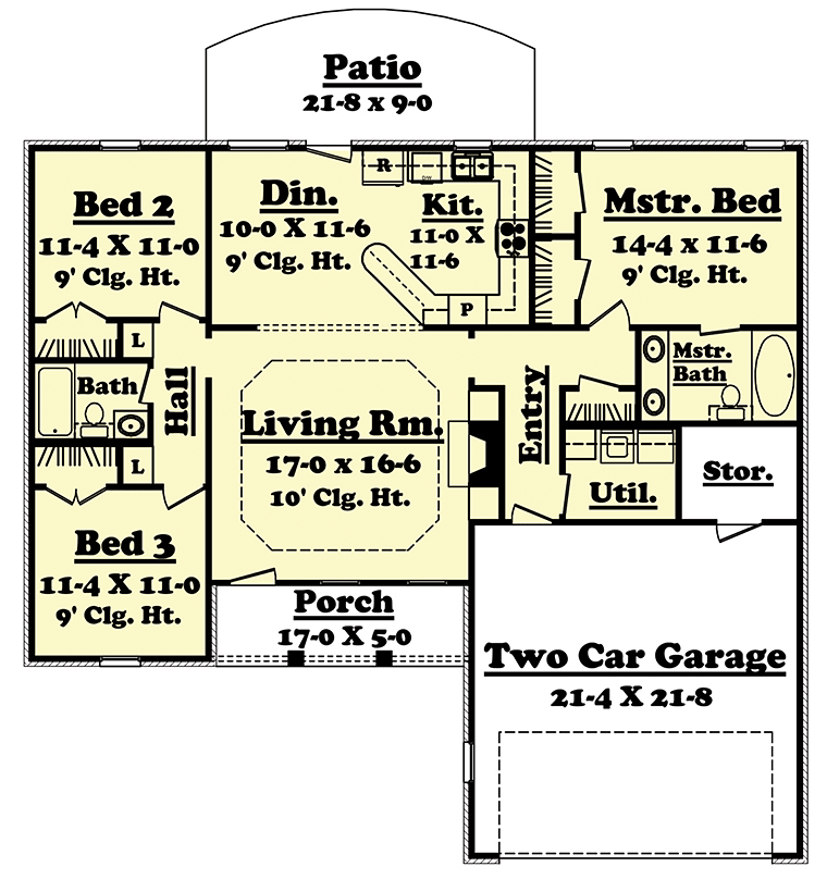 Country Ranch Traditional Level One of Plan 56944