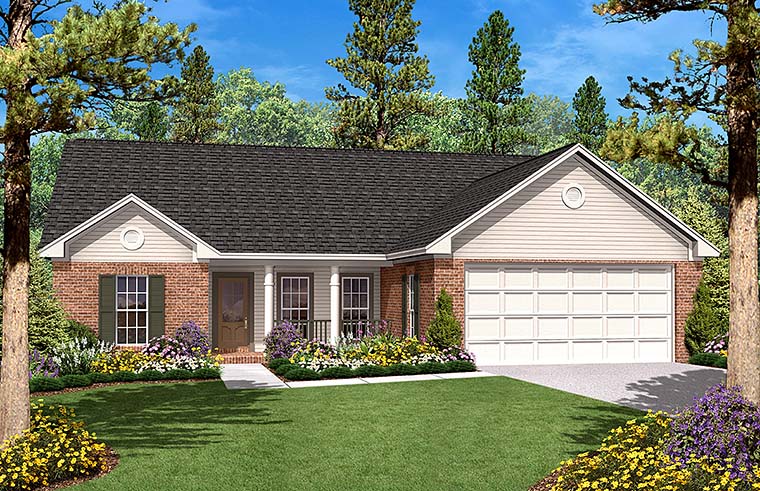 Traditional Style House Plan 56944 With 3 Bed 2 Bath 2 Car Garage