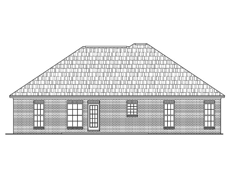 Country Ranch Traditional Rear Elevation of Plan 56945