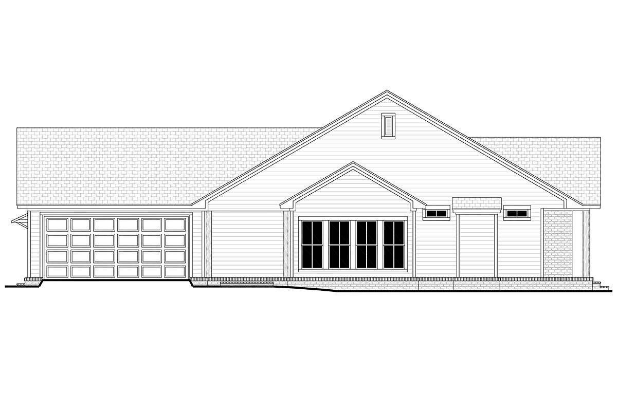 Cottage, Country, Craftsman Plan with 1450 Sq. Ft., 3 Bedrooms, 2 Bathrooms, 2 Car Garage Picture 3
