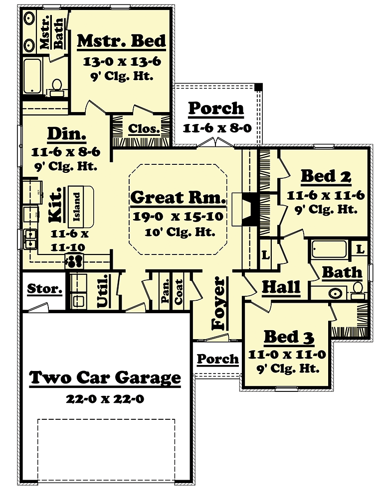 Country Ranch Traditional Level One of Plan 56951