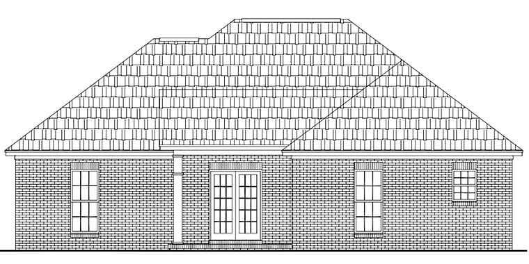 Country Ranch Traditional Rear Elevation of Plan 56951