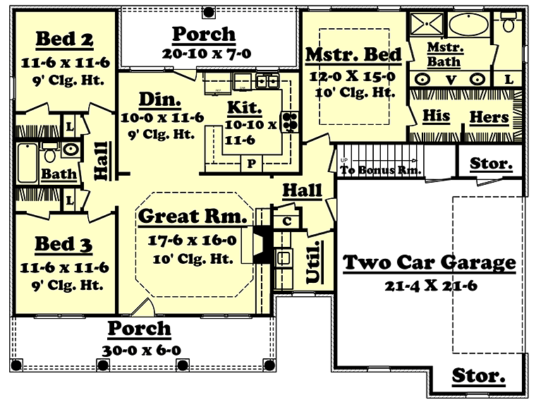 Country Ranch Traditional Level One of Plan 56953