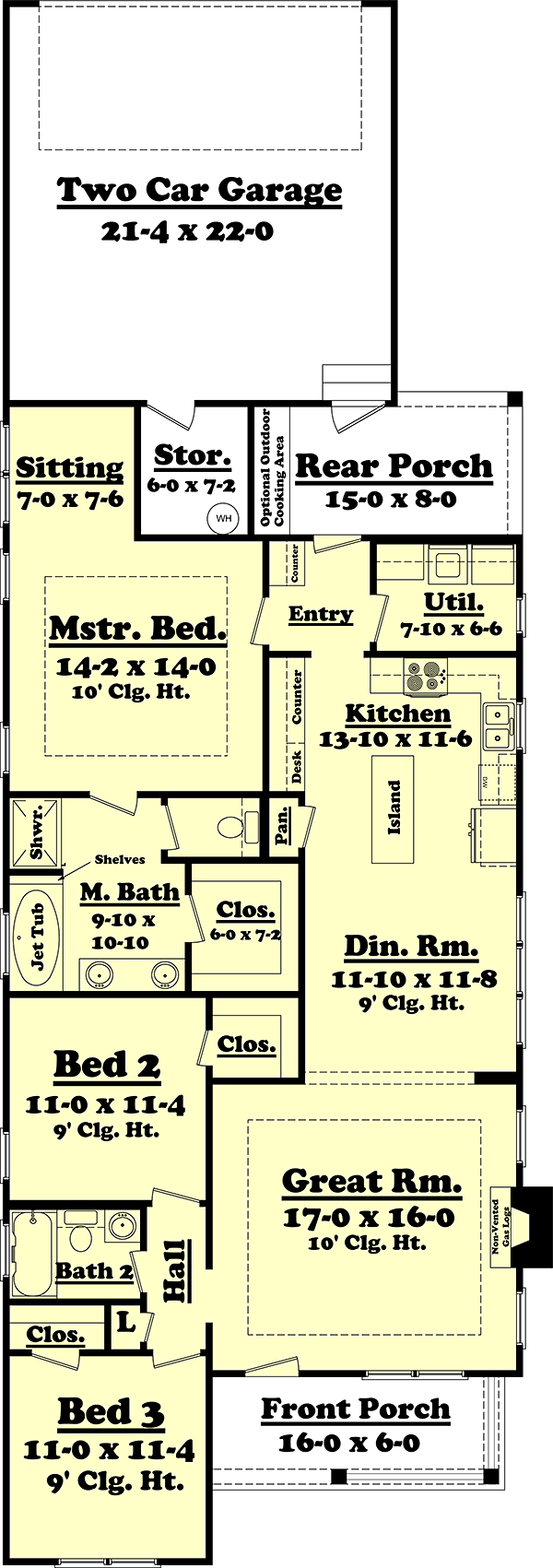 Cottage Craftsman Southern Traditional Level One of Plan 56960