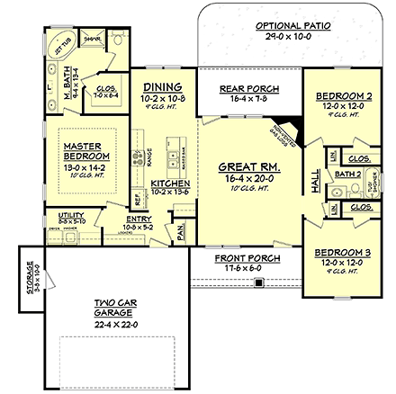 House Plan 56961 First Level Plan
