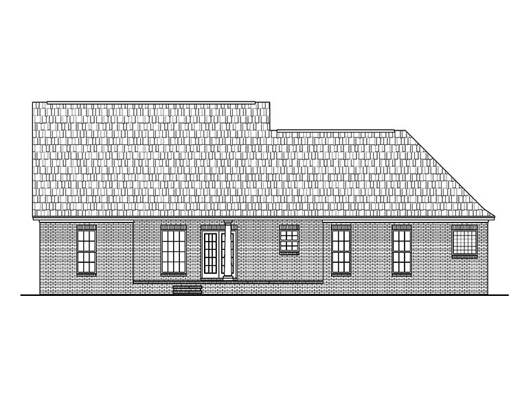 Country Ranch Southern Traditional Rear Elevation of Plan 56963