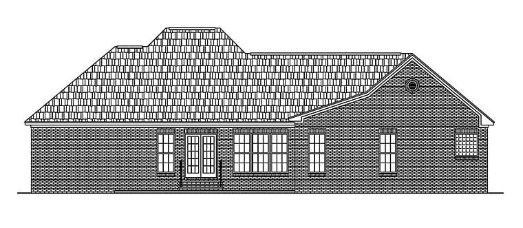 Country Ranch Traditional Rear Elevation of Plan 56964