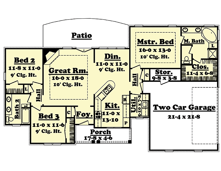 Country Ranch Traditional Level One of Plan 56965