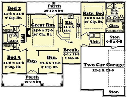 House Plan 56967 First Level Plan