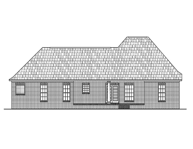 Acadian European French Country Rear Elevation of Plan 56967