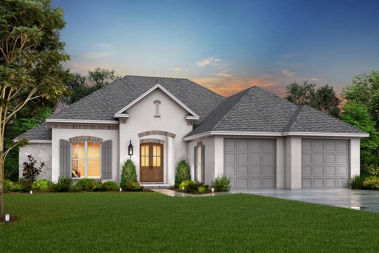 Country, European, French Country Plan with 1600 Sq. Ft., 3 Bedrooms, 2 Bathrooms, 2 Car Garage Picture 6