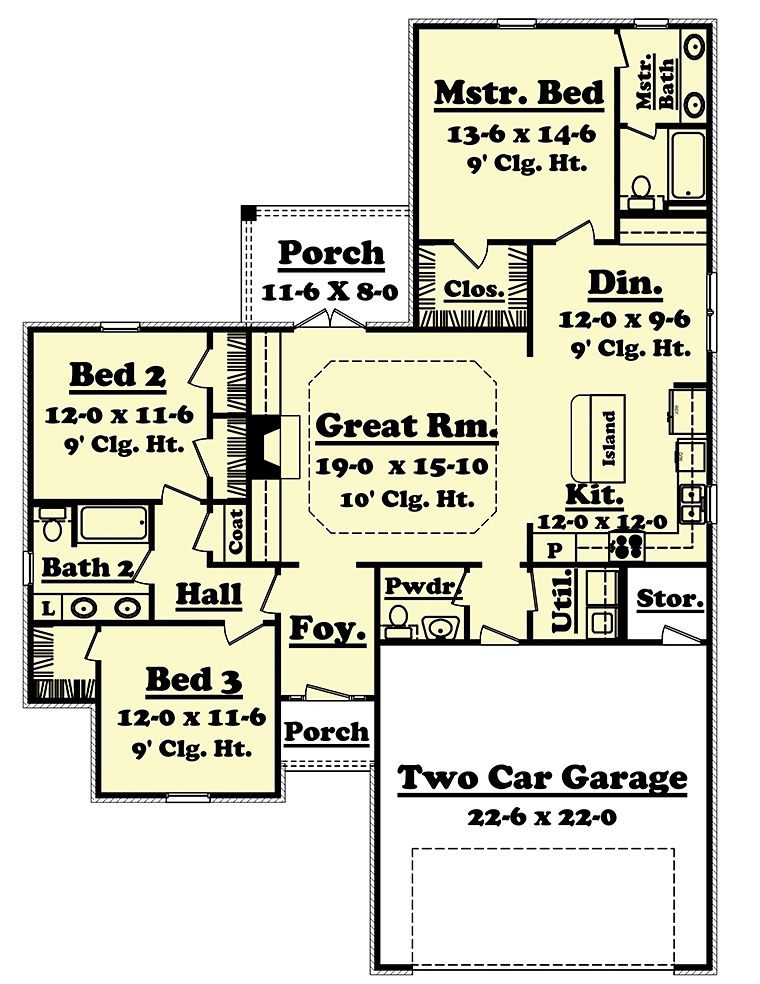 Country Ranch Traditional Level One of Plan 56969