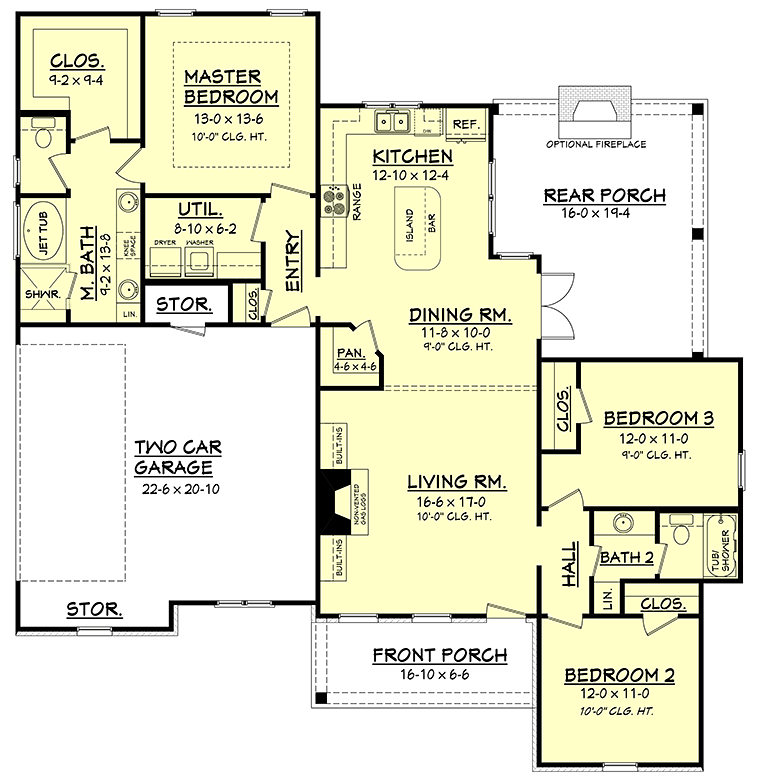 Cottage Country Craftsman Level One of Plan 56970