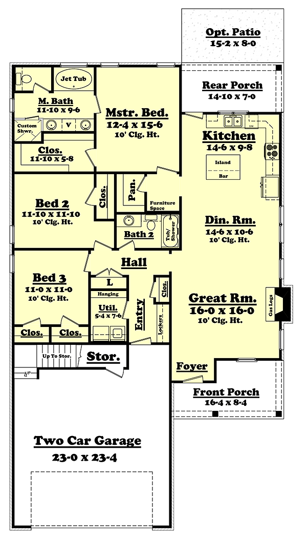 Cottage Country Craftsman Traditional Level One of Plan 56975