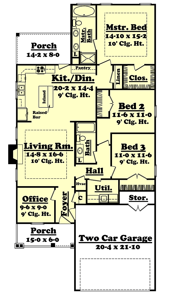 Bungalow Cottage Country Craftsman Southern Level One of Plan 56980