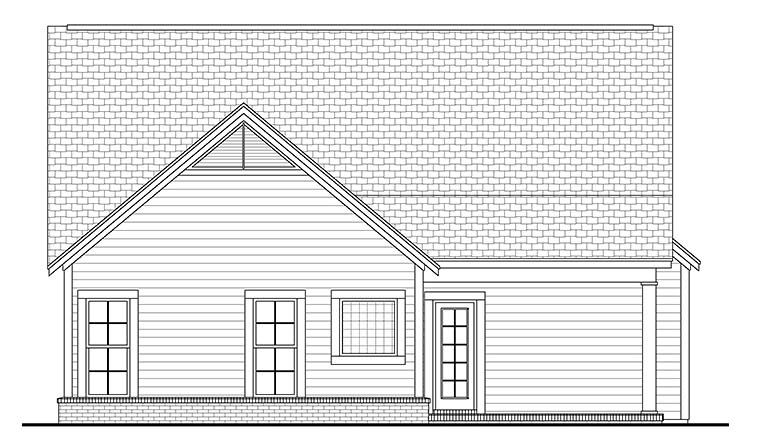 Bungalow Cottage Country Craftsman Southern Rear Elevation of Plan 56980