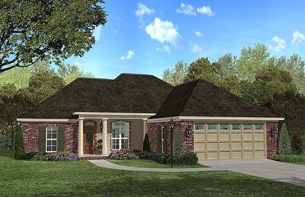 Acadian Country French Country Southern Elevation of Plan 56981