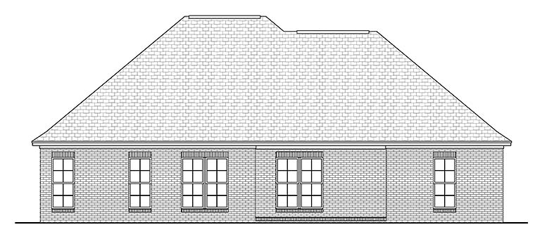 Acadian Country French Country Southern Rear Elevation of Plan 56981