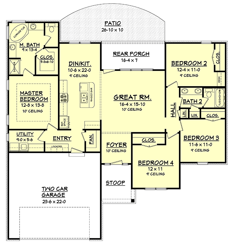 Country Craftsman Traditional Level One of Plan 56984