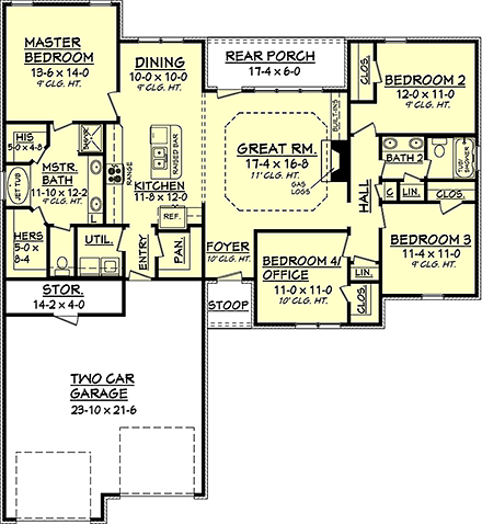 House Plan 56986 First Level Plan