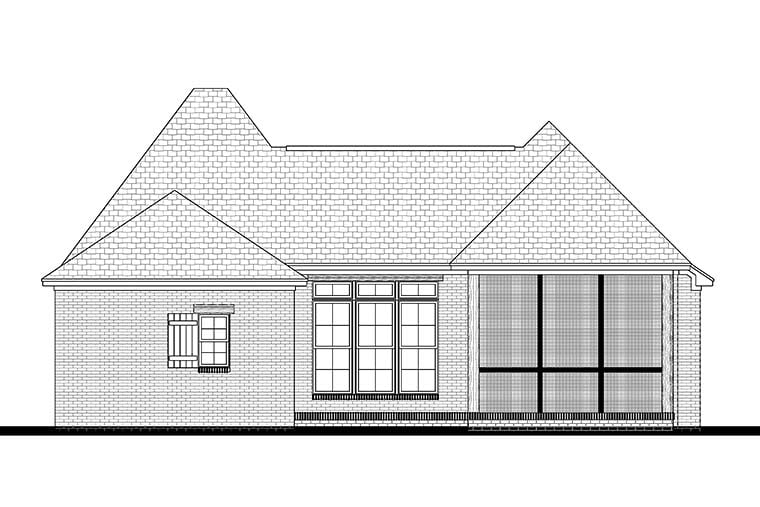 Acadian Country French Country Traditional Rear Elevation of Plan 56992