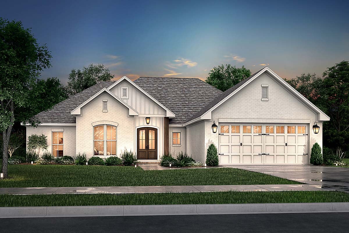 Cottage, Country, New American Style, Traditional Plan with 1798 Sq. Ft., 4 Bedrooms, 2 Bathrooms, 2 Car Garage Elevation