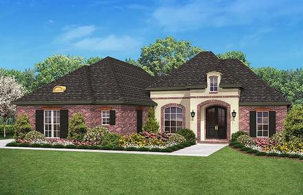 Acadian Country French Country Southern Elevation of Plan 56994