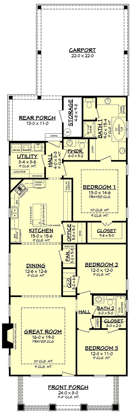 House Plan 56996 First Level Plan