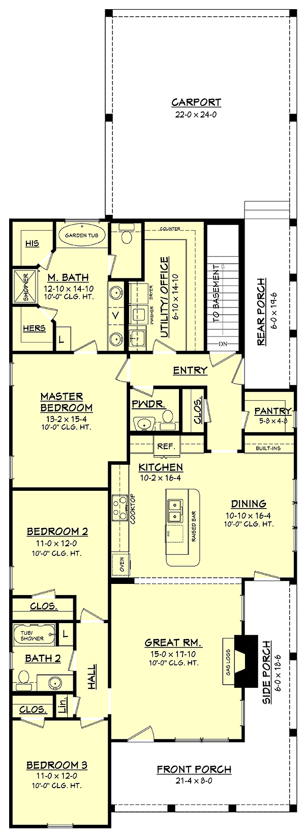 Cottage Country Craftsman Alternate Level One of Plan 56997