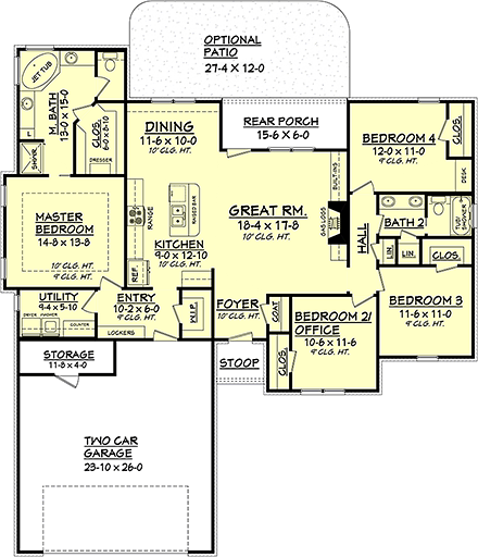House Plan 56999 First Level Plan