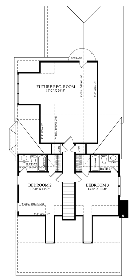 House Plan 57044 Second Level Plan