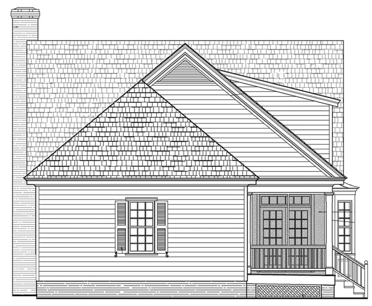 Cottage Country Farmhouse Traditional Rear Elevation of Plan 57044