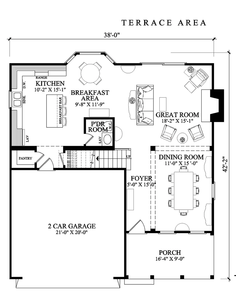 Farmhouse Traditional Level One of Plan 57053