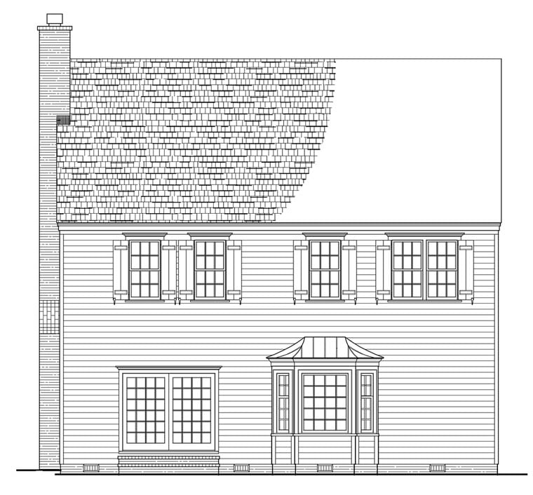 Farmhouse Traditional Rear Elevation of Plan 57053