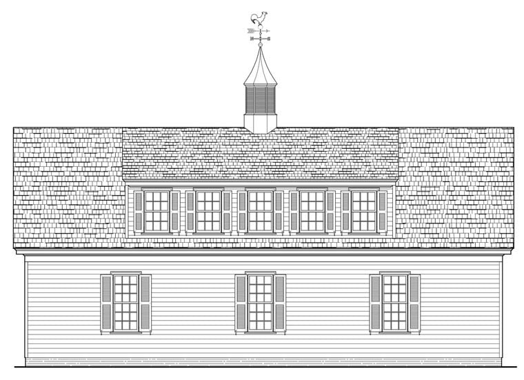 Cape Cod Country Farmhouse Rear Elevation of Plan 57055