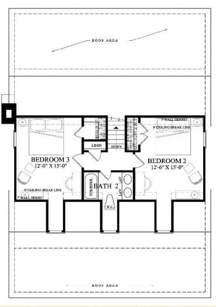 House Plan 57063 Second Level Plan