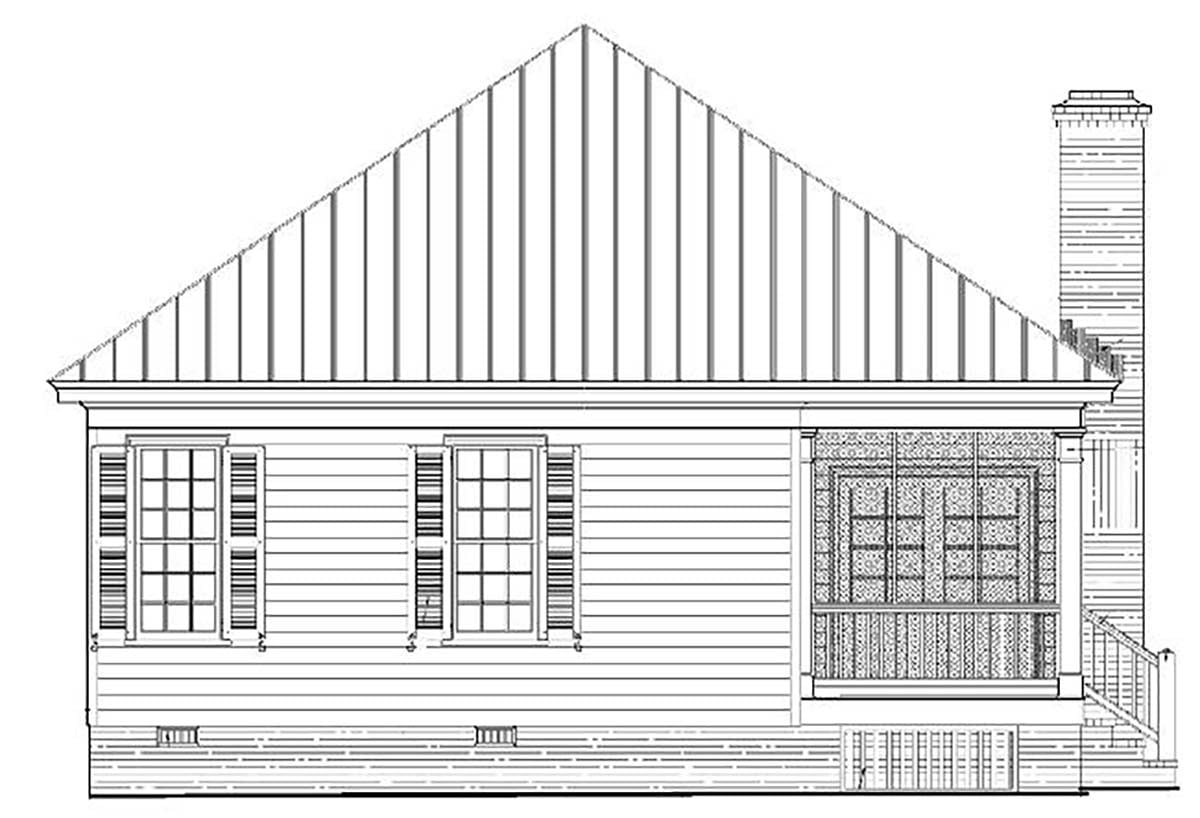 Colonial Southern Traditional Rear Elevation of Plan 57065