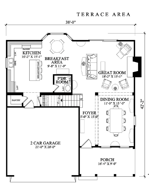 Farmhouse Traditional Level One of Plan 57066