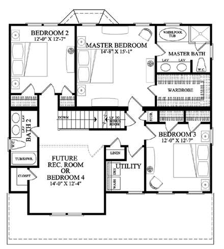 House Plan 57066 Second Level Plan