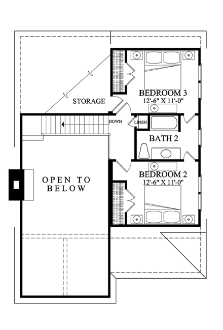 House Plan 57068 Second Level Plan