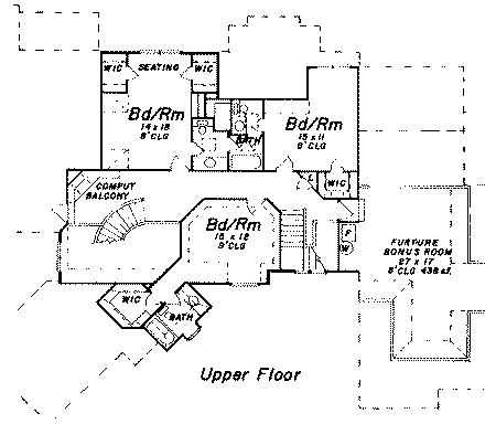 House Plan 57138 Second Level Plan