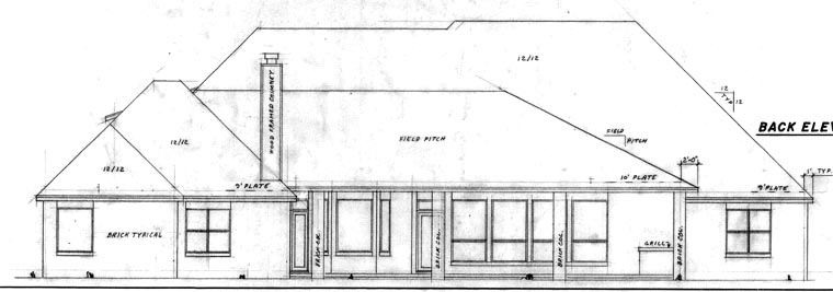 European Rear Elevation of Plan 57175