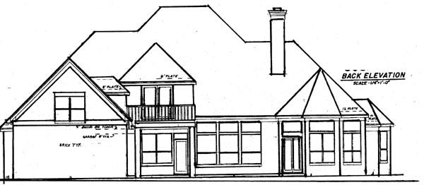 European Rear Elevation of Plan 57206