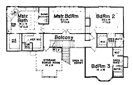 House Plan 57211 Second Level Plan