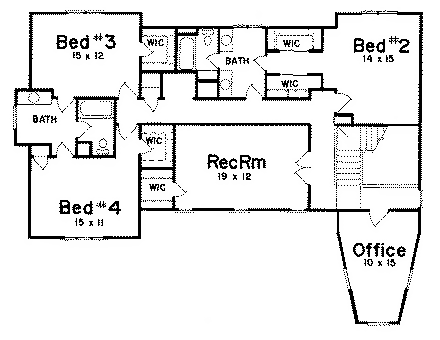 House Plan 57212 Second Level Plan