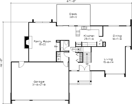 House Plan 57305 First Level Plan