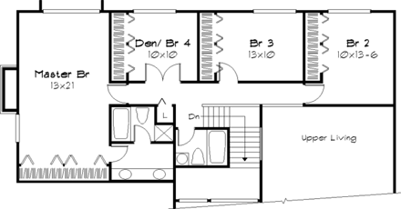 House Plan 57305 Second Level Plan