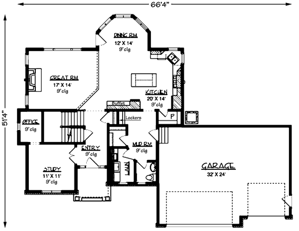 Colonial Craftsman European Level One of Plan 57325
