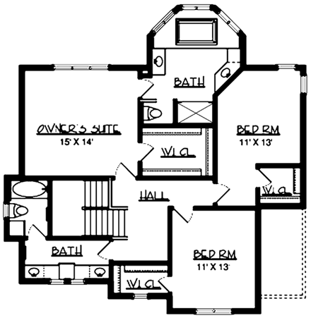 House Plan 57325 Second Level Plan